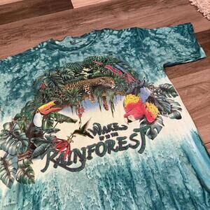 vintage wake up to the rainforest all over print t shirt L